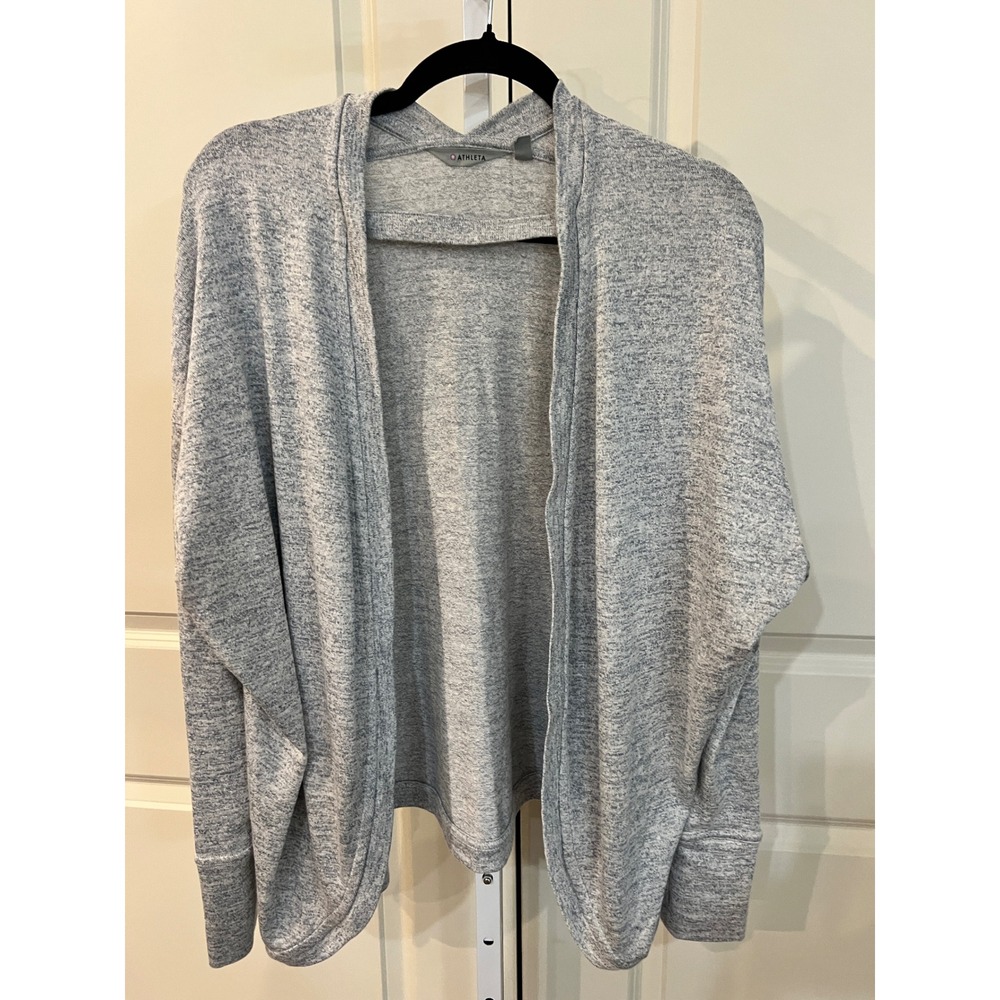 Athleta Womens Heathered Grey Open Front Cardigan  Lightweight Soft